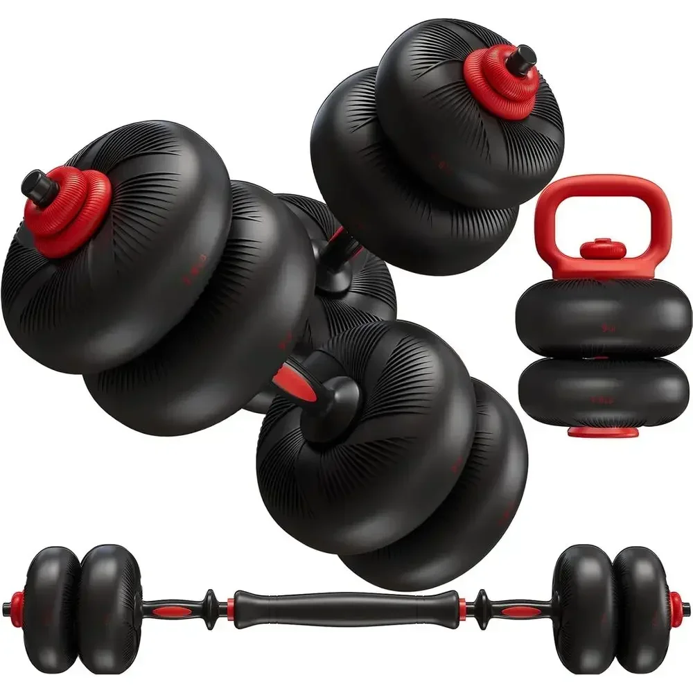 Dumbbell Set - PVCコーティングを施した調整可能なダンベルセット。家庭用ジム向けで、45～67ポンドの範囲で重量を調整可能。バーベル、ダンベル、ケトルベルとして多機能に使用できます。