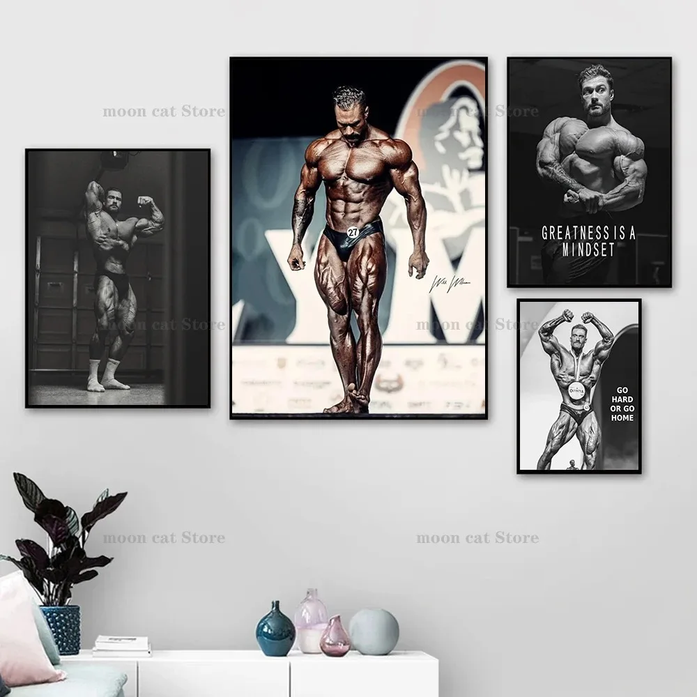 Sports Equipment Poster - キャンバス絵画クリス・バムステッドボディービルダーフィットネスモチベーション引用ポスター筋肉男壁アート写真ホームジムの装飾