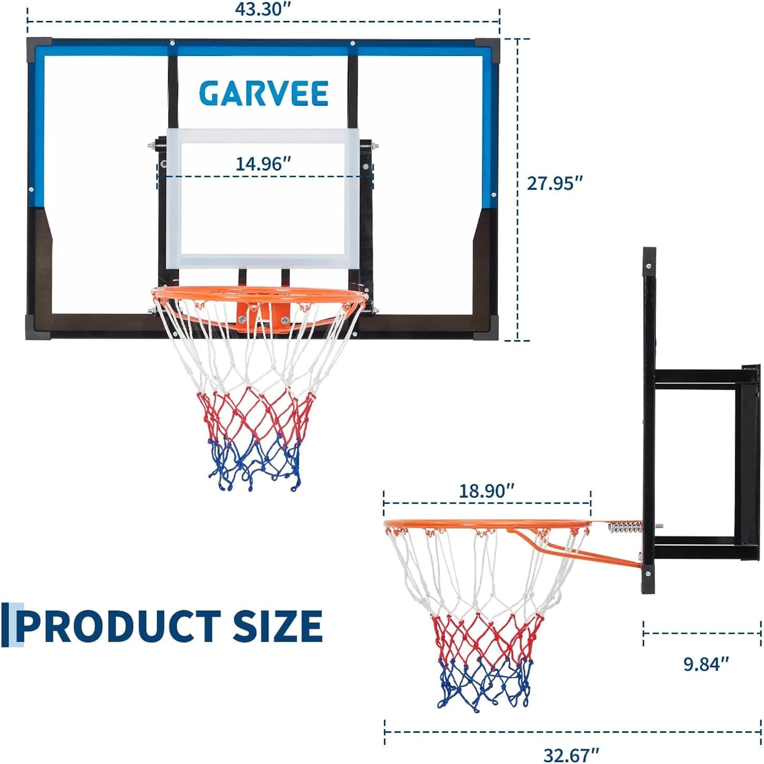 タクレーキ 43.3インチ 壁掛け式バスケットボールゴール。 - Basketball Hoop のレビューと価格