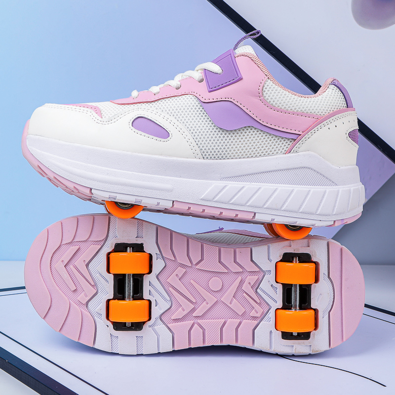 子供用ローラースケート、4輪、取り外し可能な車輪付きスニーカ - Skateboard のレビューと価格