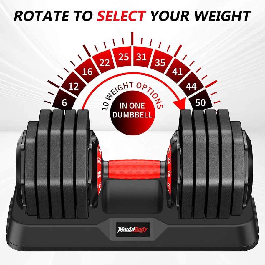 調整可能なダンベルセット（25ポンドまたは50ポンド）、10 - Dumbbell Set のレビューと価格